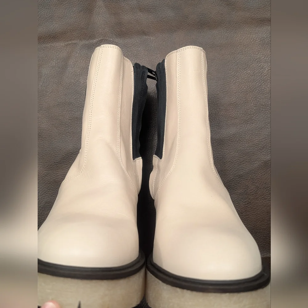 Free People Boots James Chelsea Bone/White Leather Womens EU 41 US 10.5 Platform - Picture 6 of 12